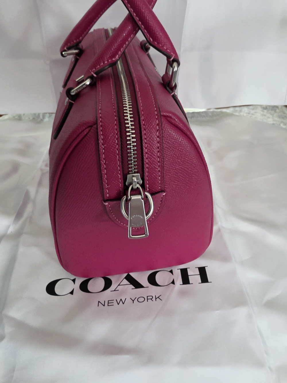 Coach Crossgrain Leather Rowan Satchel in Raspberry Pink - Picture 5 of 7